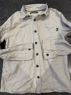 Dutch Bros Men's Light Beige Casual Button-Down Shirt